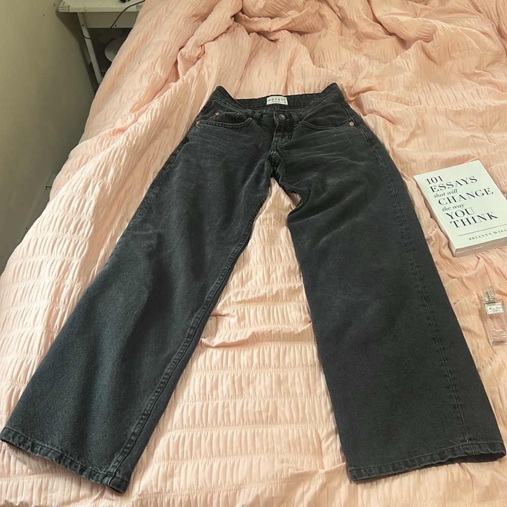 Motel Rocks Low Rise Parallel Jeans In Vintage Black - Picture 3 of 4